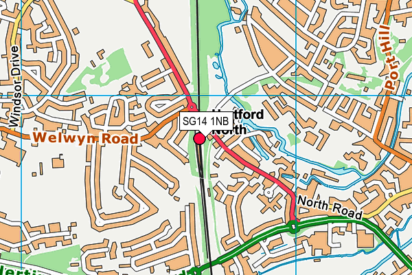 SG14 1NB map - OS VectorMap District (Ordnance Survey)