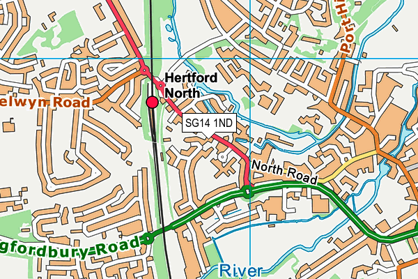 SG14 1ND map - OS VectorMap District (Ordnance Survey)