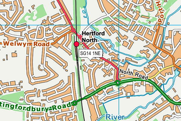 SG14 1NE map - OS VectorMap District (Ordnance Survey)