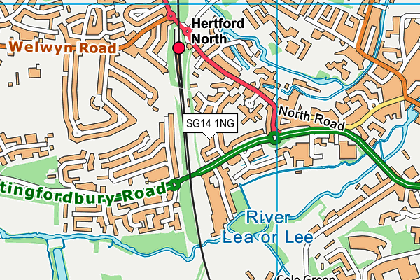 SG14 1NG map - OS VectorMap District (Ordnance Survey)