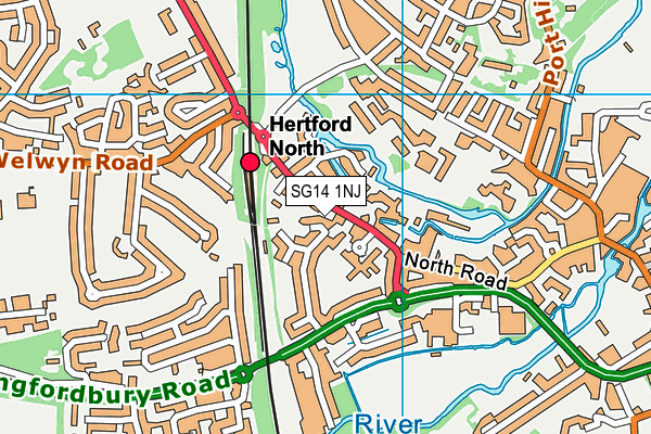 SG14 1NJ map - OS VectorMap District (Ordnance Survey)