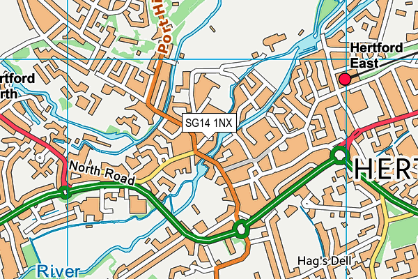 SG14 1NX map - OS VectorMap District (Ordnance Survey)