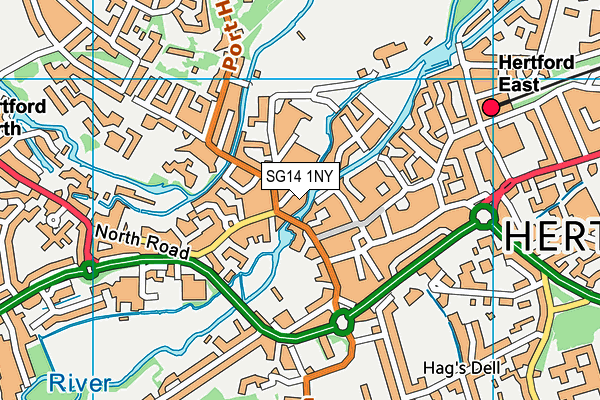 SG14 1NY map - OS VectorMap District (Ordnance Survey)