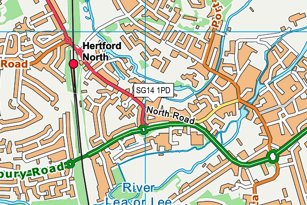 SG14 1PD map - OS VectorMap District (Ordnance Survey)