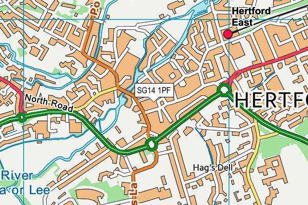 SG14 1PF map - OS VectorMap District (Ordnance Survey)