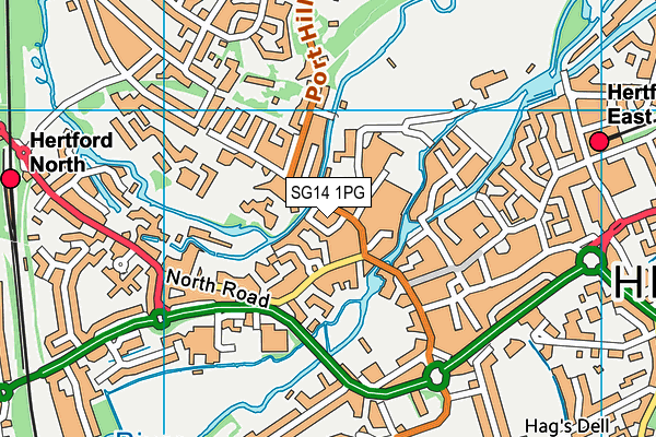 SG14 1PG map - OS VectorMap District (Ordnance Survey)