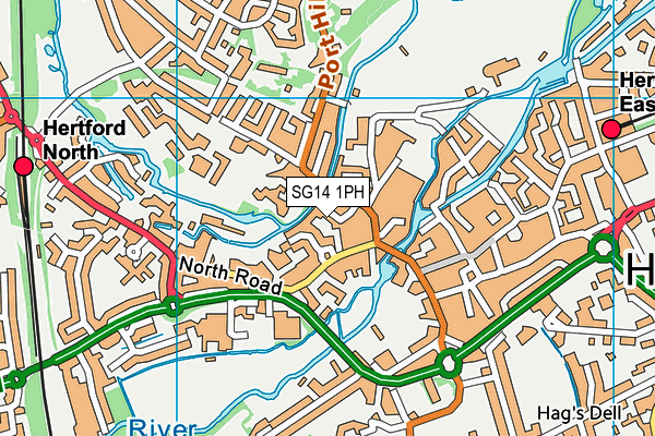 SG14 1PH map - OS VectorMap District (Ordnance Survey)