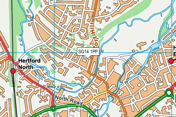 SG14 1PP map - OS VectorMap District (Ordnance Survey)