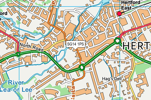 SG14 1PS map - OS VectorMap District (Ordnance Survey)