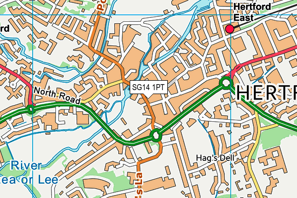 SG14 1PT map - OS VectorMap District (Ordnance Survey)