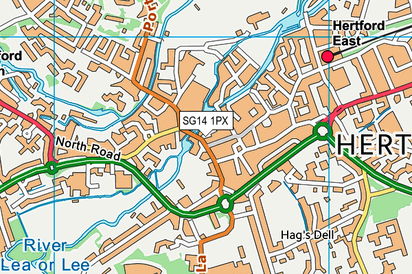 SG14 1PX map - OS VectorMap District (Ordnance Survey)