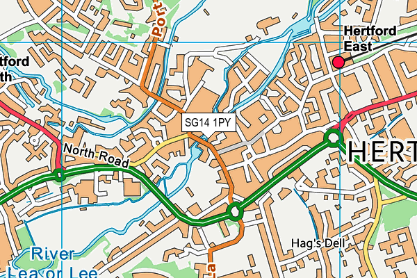 SG14 1PY map - OS VectorMap District (Ordnance Survey)