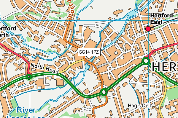 SG14 1PZ map - OS VectorMap District (Ordnance Survey)