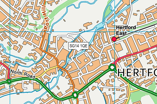 SG14 1QE map - OS VectorMap District (Ordnance Survey)