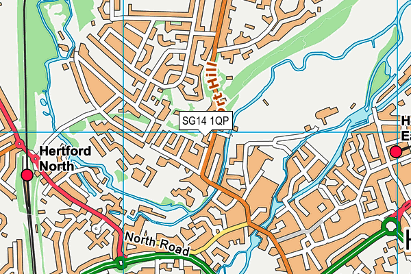 SG14 1QP map - OS VectorMap District (Ordnance Survey)