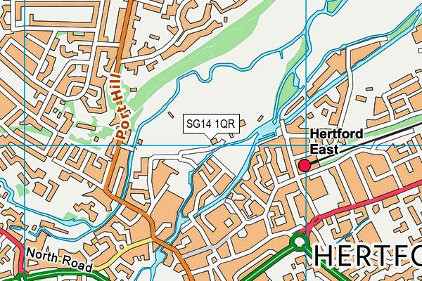 Hertford Lawn Tennis Club map (SG14 1QR) - OS VectorMap District (Ordnance Survey)