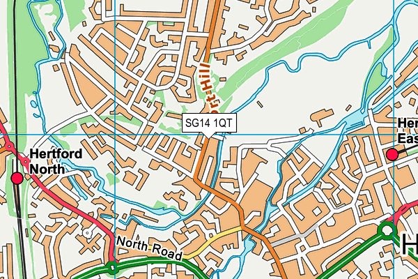 SG14 1QT map - OS VectorMap District (Ordnance Survey)