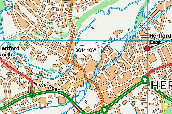 SG14 1QW map - OS VectorMap District (Ordnance Survey)