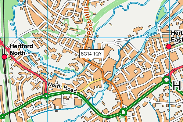 SG14 1QY map - OS VectorMap District (Ordnance Survey)