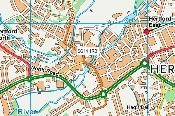 SG14 1RB map - OS VectorMap District (Ordnance Survey)
