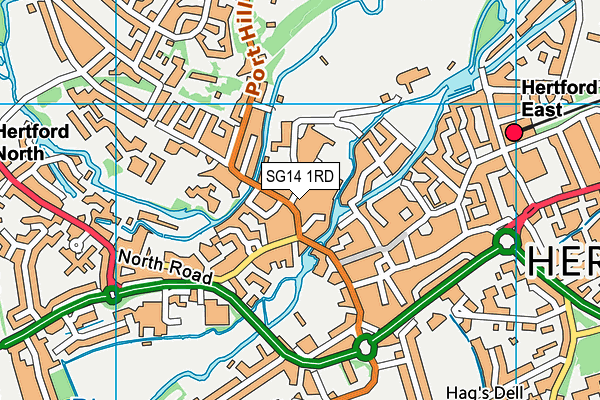 SG14 1RD map - OS VectorMap District (Ordnance Survey)