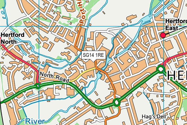 SG14 1RE map - OS VectorMap District (Ordnance Survey)