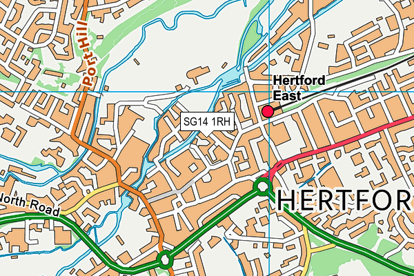 SG14 1RH map - OS VectorMap District (Ordnance Survey)