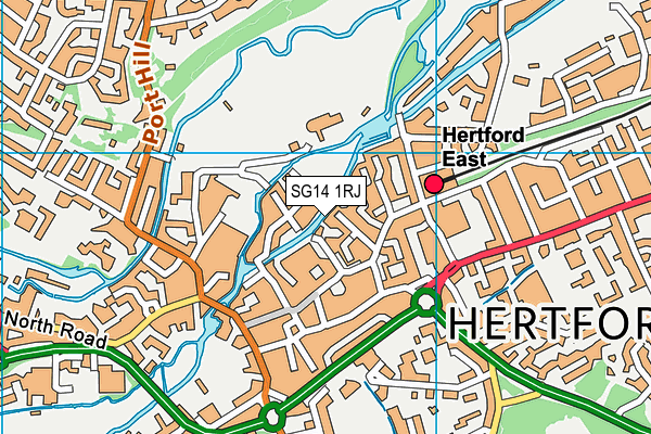 SG14 1RJ map - OS VectorMap District (Ordnance Survey)