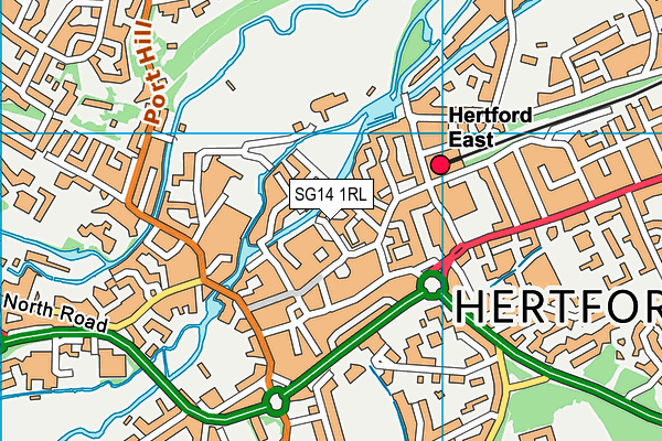 SG14 1RL map - OS VectorMap District (Ordnance Survey)