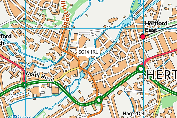 SG14 1RU map - OS VectorMap District (Ordnance Survey)