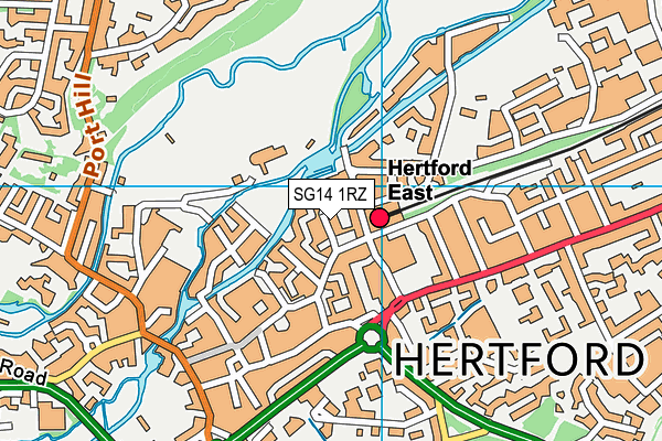 SG14 1RZ map - OS VectorMap District (Ordnance Survey)