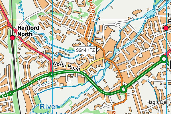 SG14 1TZ map - OS VectorMap District (Ordnance Survey)