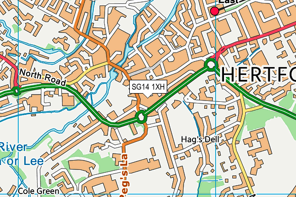 SG14 1XH map - OS VectorMap District (Ordnance Survey)