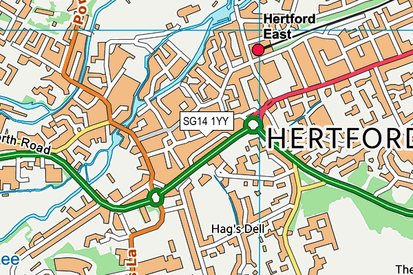 SG14 1YY map - OS VectorMap District (Ordnance Survey)