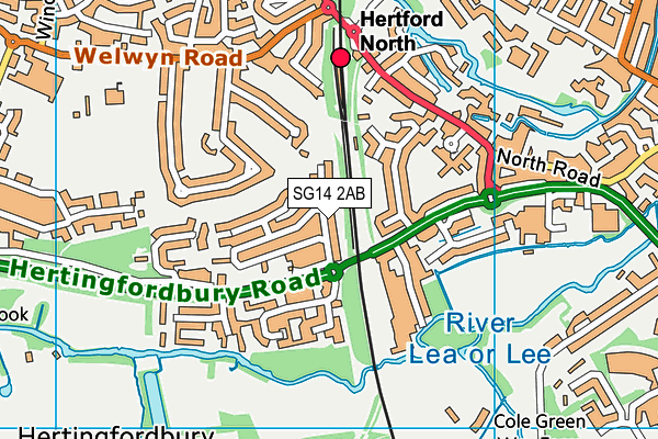 SG14 2AB map - OS VectorMap District (Ordnance Survey)