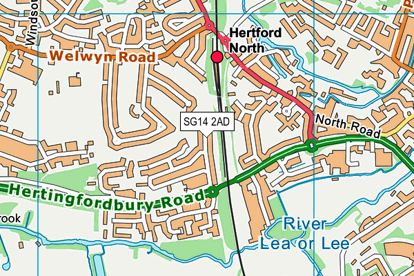 SG14 2AD map - OS VectorMap District (Ordnance Survey)