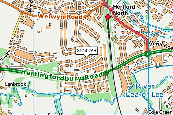 SG14 2AH map - OS VectorMap District (Ordnance Survey)