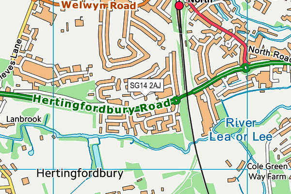 SG14 2AJ map - OS VectorMap District (Ordnance Survey)