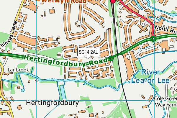 SG14 2AL map - OS VectorMap District (Ordnance Survey)