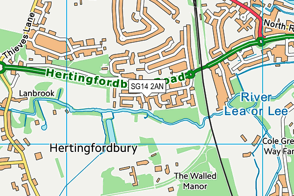 SG14 2AN map - OS VectorMap District (Ordnance Survey)