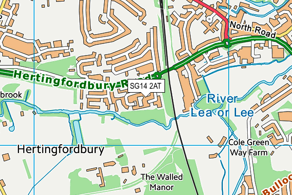 SG14 2AT map - OS VectorMap District (Ordnance Survey)