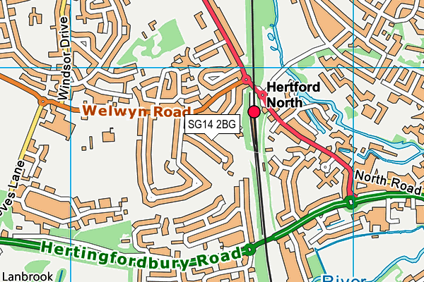 SG14 2BG map - OS VectorMap District (Ordnance Survey)