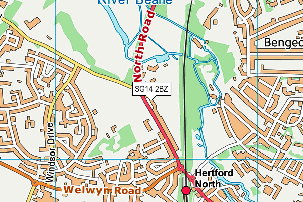 SG14 2BZ map - OS VectorMap District (Ordnance Survey)