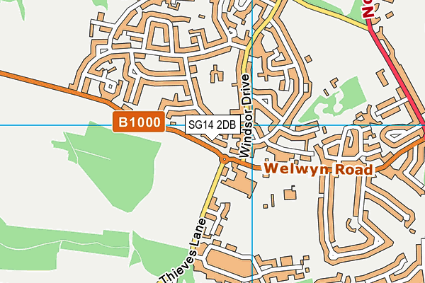 SG14 2DB map - OS VectorMap District (Ordnance Survey)