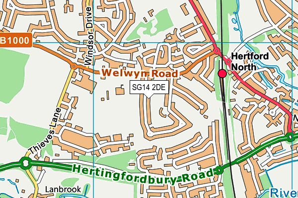 SG14 2DE map - OS VectorMap District (Ordnance Survey)