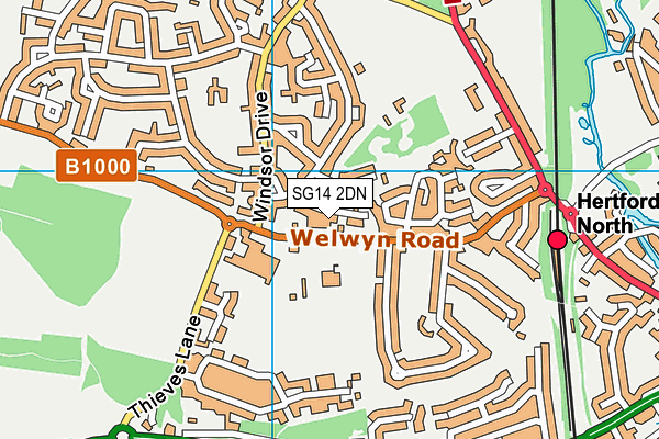 SG14 2DN map - OS VectorMap District (Ordnance Survey)