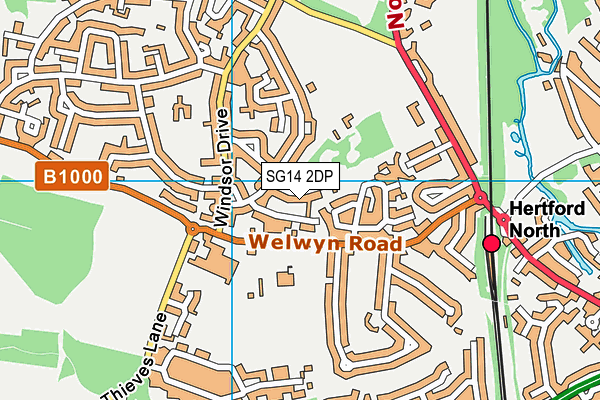 SG14 2DP map - OS VectorMap District (Ordnance Survey)