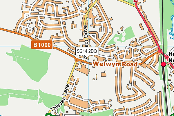 SG14 2DQ map - OS VectorMap District (Ordnance Survey)