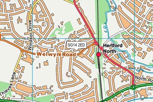 SG14 2ED map - OS VectorMap District (Ordnance Survey)