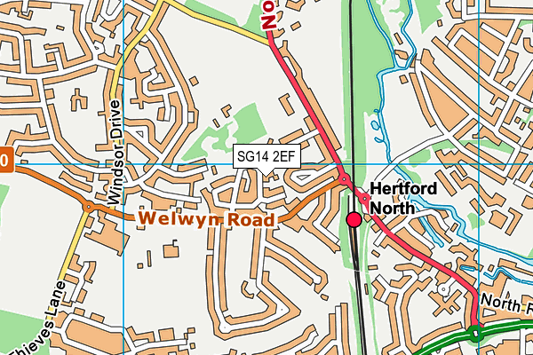 SG14 2EF map - OS VectorMap District (Ordnance Survey)